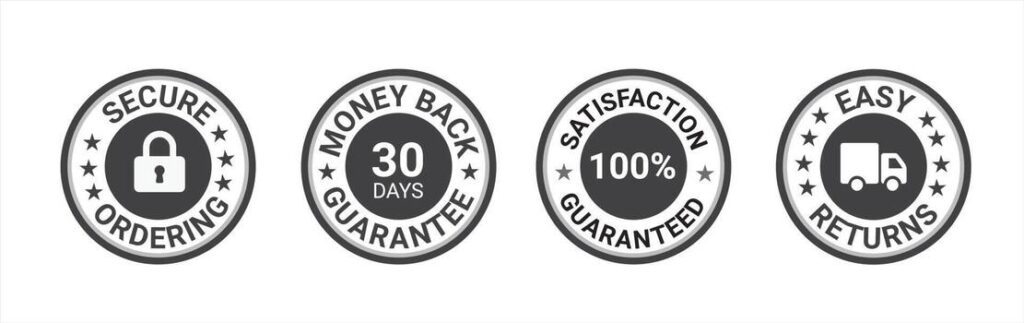 money back guarantee free shipping trust badges trust badges secure ordering easy returns vector