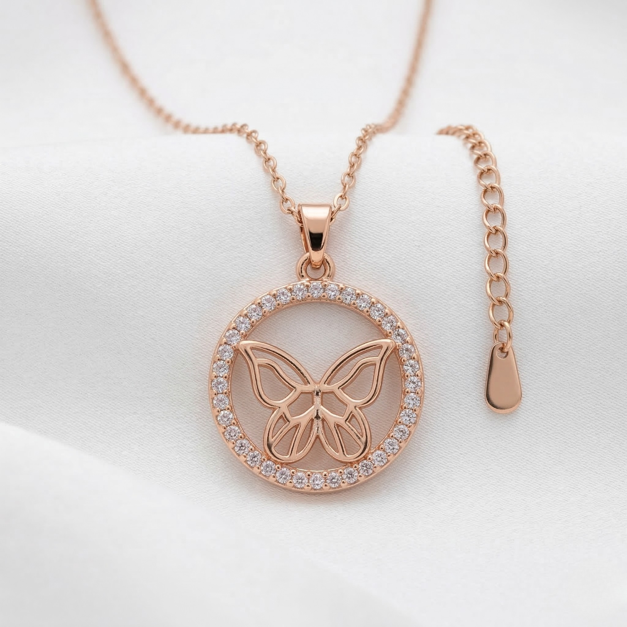 rose gold butterfly crystal circle pendant necklace – elegant minimal jewelry for women rose gold butterfly crystal circle pendant necklace – elegant minimal jewelry for women