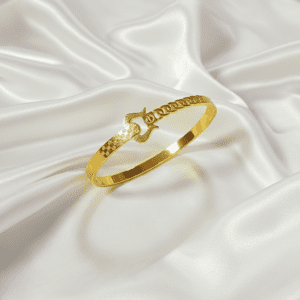 divine trident gold bangle with dual texture detailing