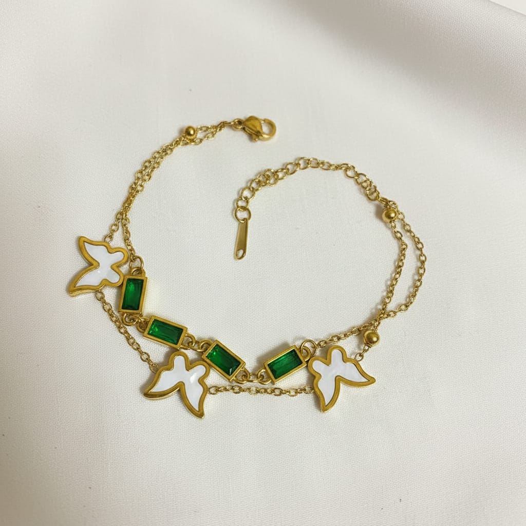 green stone butterfly charm bracelet – elegant gold adjustable bracelet green stone butterfly charm bracelet – elegant gold adjustable bracelet