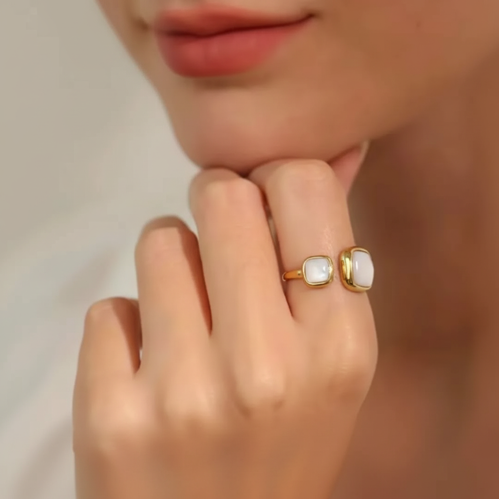 elegant dual stone gold adjustable ring elegant dual stone gold adjustable ring