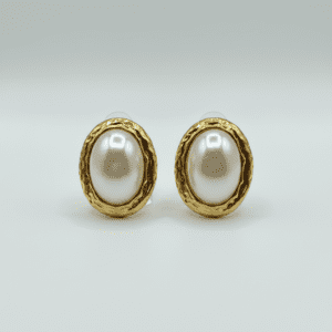 vintage gold pearl stud earrings – elegant oval pearl jewelry for women