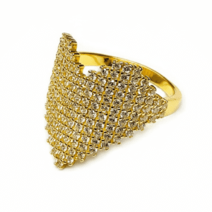 crystal pavé heart statement ring – gold & silver adjustable fashion ring for women