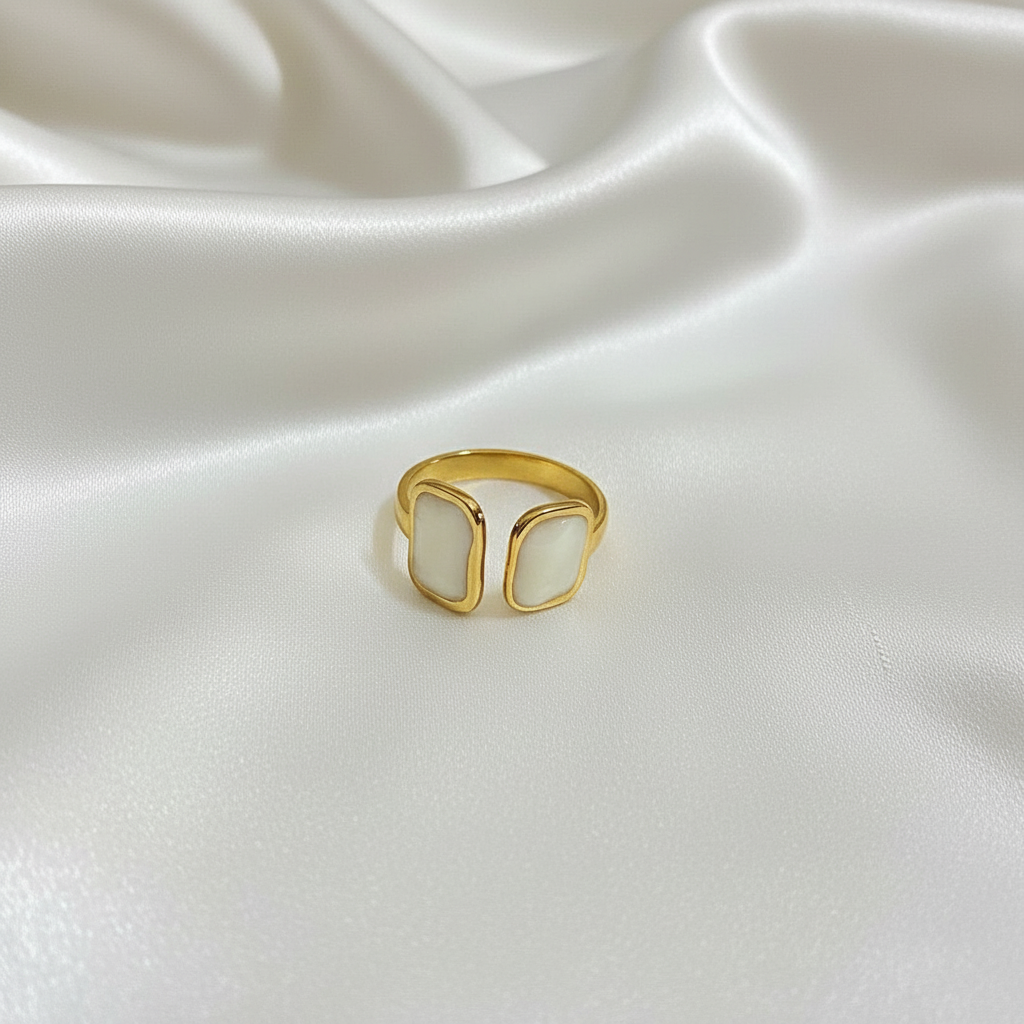 elegant dual stone gold adjustable ring elegant dual stone gold adjustable ring