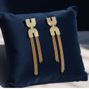gold tassel statement earrings – geometric chain drop earrings for women
