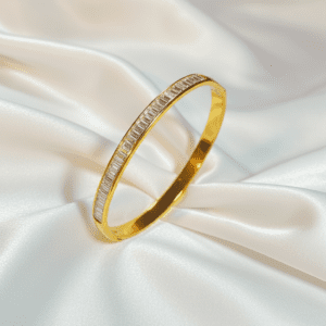 elegant crystal bar gold bangle bracelet – stainless steel minimal luxury bracelet for women