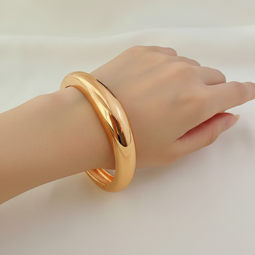 gold minimal dome bangle for women – sleek modern statement design gold minimal dome bangle for women – sleek modern statement design