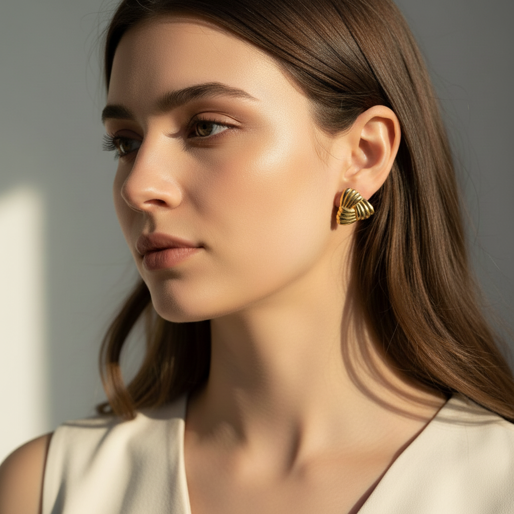 gold knot stud earrings for women – elegant minimal twisted design gold knot stud earrings for women – elegant minimal twisted design