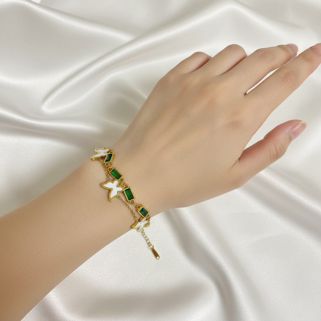 green stone butterfly charm bracelet – elegant gold adjustable bracelet green stone butterfly charm bracelet – elegant gold adjustable bracelet