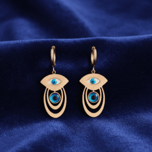 Rose Gold Layered Evil Eye Drop Earrings