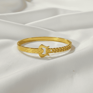 divine trident gold bangle with dual texture detailing
