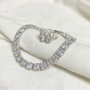 luxury crystal tennis bracelet with free butterfly ring