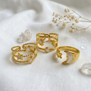 krish celestial ring combo (set of 3 adjustable rings)