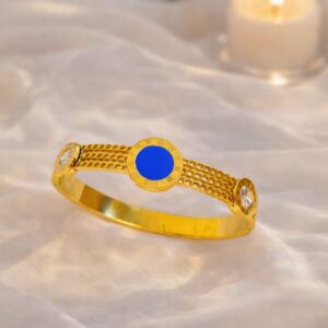royal blue dial gold cuff bangle