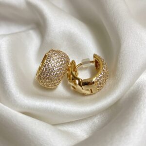 luxury gold crystal hoop earrings