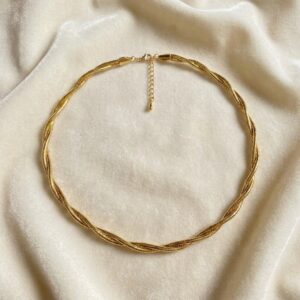 gold multi twist textured chain choker necklace