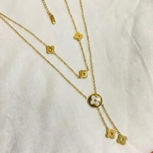 luxury clover layered drop necklace