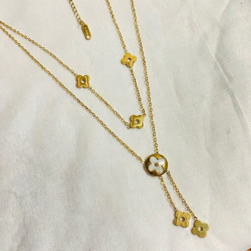 luxury clover layered drop necklace luxury clover layered drop necklace