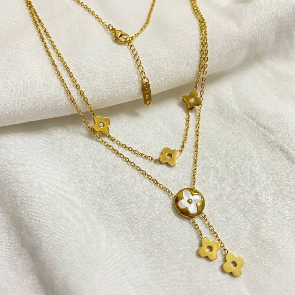 luxury clover layered drop necklace luxury clover layered drop necklace