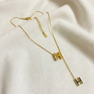 luxury h drop necklace