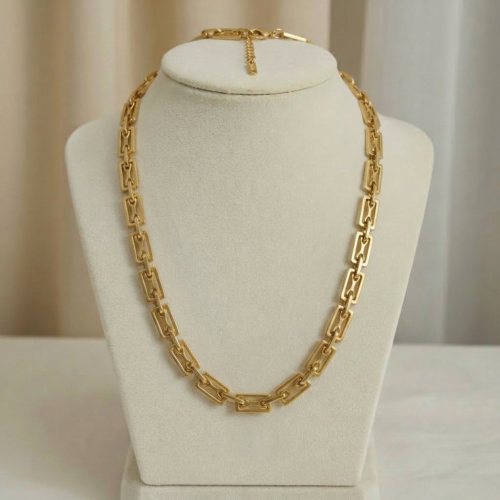 premium rectangular link chain necklace premium rectangular link chain necklace