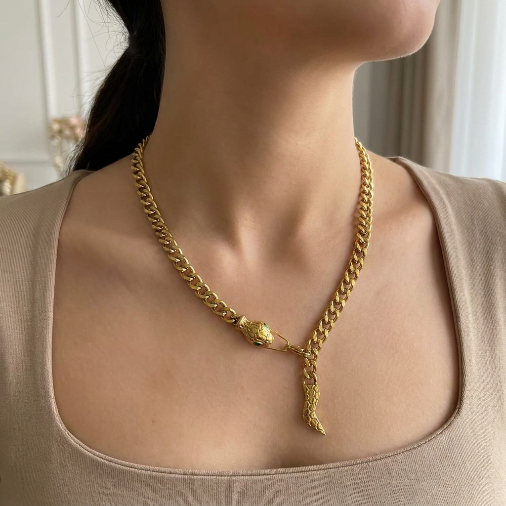 luxe snake chain pendant necklace luxe snake chain pendant necklace