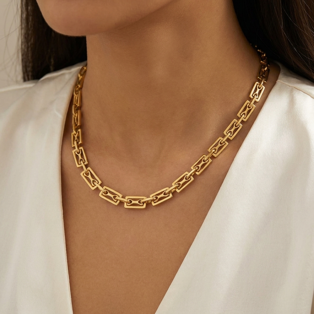 premium rectangular link chain necklace premium rectangular link chain necklace