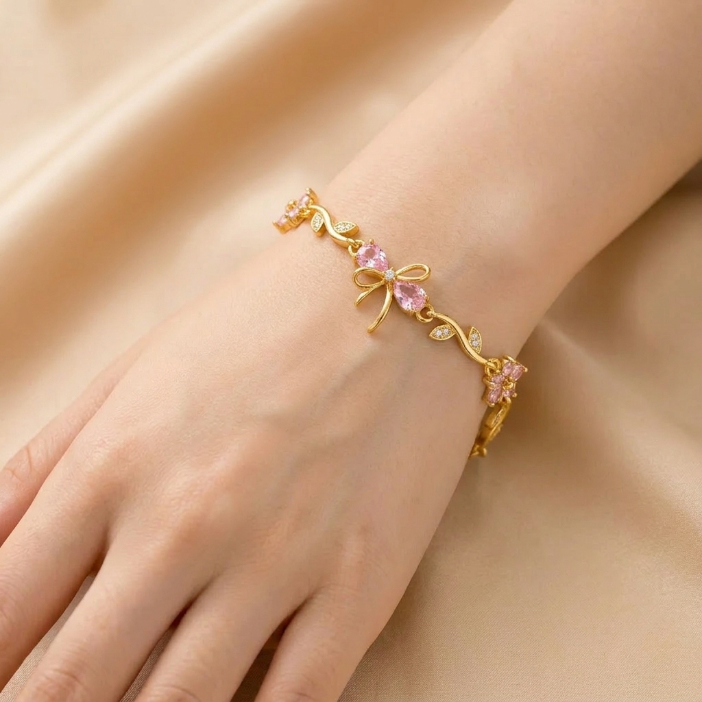 floral elegance pink crystal bracelet floral elegance pink crystal bracelet