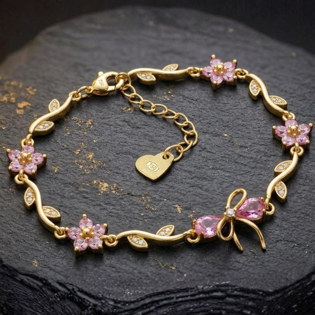 floral elegance pink crystal bracelet floral elegance pink crystal bracelet
