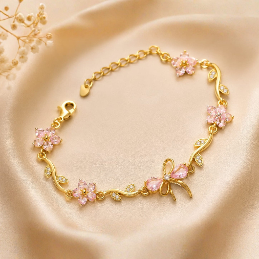 floral elegance pink crystal bracelet floral elegance pink crystal bracelet