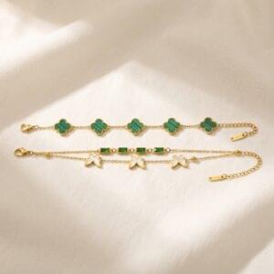 green clover & butterfly charm bracelet combo green clover & butterfly charm bracelet combo