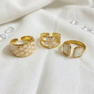 Home krish luxe pearl ring combo (set of 3 adjustable rings)