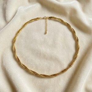 gold multi twist textured chain choker necklace gold multi twist textured chain choker necklace
