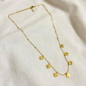 gold clover charm necklace & earrings set