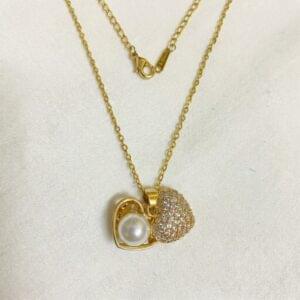 Home 2 in 1 crystal & pearl heart pendant necklace